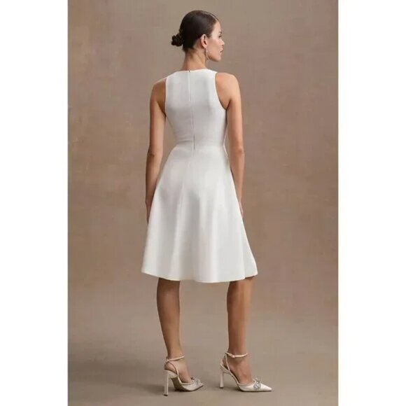 DRESS THE POPULATION Catalina Fit & Flare Cocktail Dress in Off-White Size Large - Picture 2 of 11